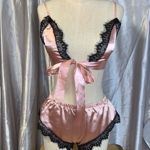 Lace satin lingerie set